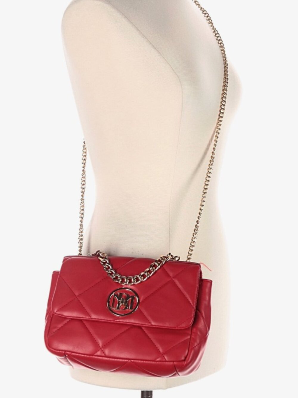 Badgley Mischka "Red Diamond Quilted" Crossbody Bag High Quality Vegan Leather - Picture 3 of 8